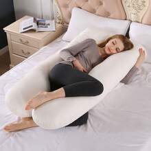 Grey U‑Shaped Full Body Pregnancy Pillow, Soft Velvet Multi‑Purpose Maternity Pillow, Side Sleeping & Reading Back Support Full Body Pillow For Pregnant Women - White - View 2