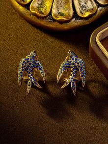 Vintage Double Swallow Lively Tassel Design Unique Niche Versatile Elegant Luxury High-End Fashion Jewelry Necklace And Earrings, A High-End Gift For Valentine's Day And Mother's Day, Suitable For Daily Wear, Parties, Banquets And Other Celebrations - Multicolor - View 2