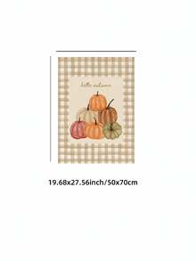 1pc Frameless Hello Fall Plaid Canvas Poster, Cozy Neutral Autumn Wall Art Decor For Kitchen, Bedroom, Dorm Essentials, Funky Vintage Prints For Back To School, College Room - Pumpkin - View 12