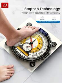 Timbangan Berat Badan Digital dengan Teknologi Step-On, Kaca Tempered Tebal, Timbangan Kamar Mandi LED, Deteksi Suhu, Hadiah Penurunan Berat Badan dari Timbangan Digital - A - View 4