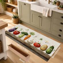 1pc Fun Vegetable Pattern Kitchen Mat, Eggplant Chili Pumpkin Onion Print Anti-Slip Floor Mat, Suitable For Kitchen Sink, Entryway And Laundry Room - Multicolor - View 7
