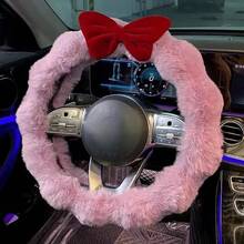 1pc New Cute Style Car Steering Wheel Cover Interior Bowknot Decoration Anti-Slip Anti-Freeze Grip - Multicolor - View 11