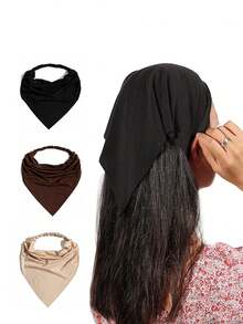 1Pc Solid Color Non-Slip Triangle Scarf Sweat-Absorbing Women's Headband UV Protection Neck Guard Breathable Sweat Towel - Multicolor - View 1