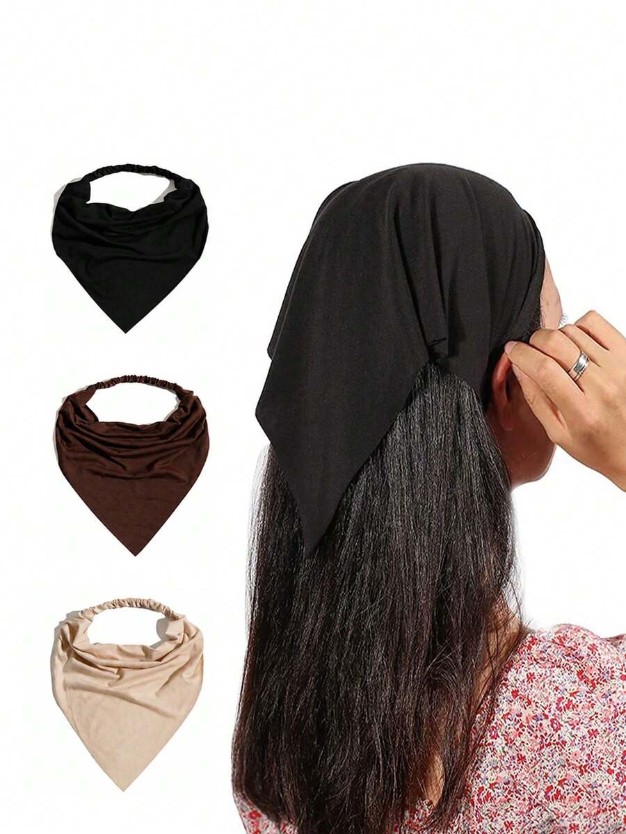 1Pc Solid Color Non-Slip Triangle Scarf Sweat-Absorbing Women's Headband UV Protection Neck Guard Breathable Sweat Towel - Multicolor - View 1