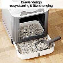 Foldable Drawer Type Cat Litter Box, Enclosed Hooded Cat Toilet With Front & Top Entry, Easy Clean Pull-Out Tray, Includes Litter Scoop, Large Space Anti-Splash Cat Potty For Indoor Cats - one-size - View 7