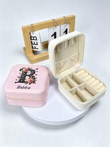 1pc Customized Name Women's Jewelry Box, Bridesmaid Jewelry Box, Perfect Holiday Gift, Earrings, Necklaces, Bracelets, Ring Boxes, Exquisite Gift For Her - Multicolor - View 6