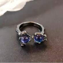 Y2K Crystal Heart & Star Adjustable Asymmetrical Geometric Punk Retro Harajuku Style Ring Set, Women's Fashion Grunge Jewelry - Multicolor - View 8