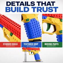 Juego de Lanzador de Bloques de Construcción DIY, Adecuado para Adolescentes 14+ y Adultos, Kit de Modelo de Ensamblaje con Mecanismo de Disparo Funcional, Incluye 40 Proyectiles de Plástico, Cargador, Mini Figuras, Soporte de Exhibición, Regalo Creativo - Multicolor - Ver 6