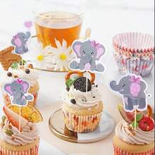 24 Pink Elephant Themed Cupcake Toppers Decorations, Baby And Girls Birthday Party Cake Decorations For Baby Shower Party - View 4