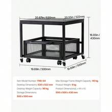 Fridge Stand With Storage, 198 Lbs Fridge Table With Movable Storage Cart Swivel Wheels, Beverage Refrigerator Stand Coffee Bar, Fridge Organizer Office Home Dorm, Black - B - View 8