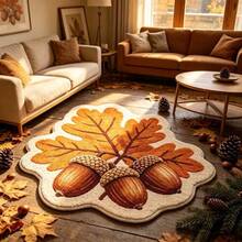 1PC Yellow Maple Leaf Hazelnut Nut Autumn Soft Comfortable Area Rug, Suitable For Living Room, Bedroom Or Study - Bedroom Decor, Home Leisure Carpet, Decorative Rug, Bedroom Decor, Small Rug, Carpet, Home Decor, Living Room Rug, Washable Carpet - Multicolor - View 1