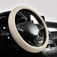 1pc New Patchwork Leather Car Steering Wheel Cover, Leather Car Interior Accessory, Steering Wheel Cover With Inner Ring, Car Interior Supplies - Multicolor - View 11