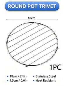 1pc Stainless Steel 4-Legged Stand, Heat-Resistant Kitchen Table Mat, Square Iron Electroplated Pot Holder, Coaster, Stainless Steel Heat Insulation Pad, Desktop Anti-Scald Protection, Suitable For Restaurant, Kitchen, Baking - View 12