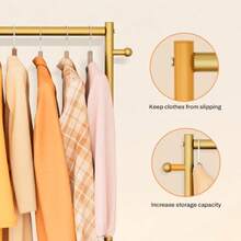 Small Clothes Racks For Hanging Clothes Clothing Rack With Wheels 60" Garment Rack With Shelves Portable Rolling Wardrobe Rack For Small Space Gold - Gold - View 6