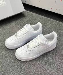 Nike Air Force 1 Low Pure White Low Top Leather Skateboard Style Sneakers - 白色 - 查看 18