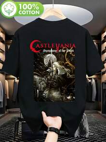 Herren-T-Shirt Castlevania Symphony of The Night, bequem und vielseitig für draußen, lässig mit kurzen Ärmeln. - Schwarz - Übersicht 1