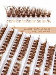 Sibeuna 180pcs Brown Cluster False Eyelashes D Curl 60D 8-16mm Graduated Length Single Lash Natural Look Lifted Corner Lashes Eye-Enlarging Suitable For Daily Wear - D - View 4