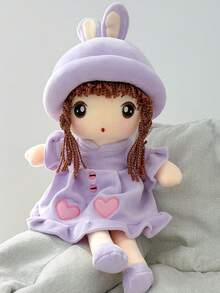 1pc 45cm/17.72in Cute Pink Rabbit Ear Plush Doll, Little Girl Stuffed Doll, Perfect Birthday Gift And Bedroom Decor - Pink - View 11