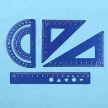 Juego de reglas metálicas 4 en 1: transportador, regla triangular, juego de geometría para estudiantes, herramientas de medición, regla de ángulos, juego de dibujo de aleación de aluminio - 4 EN 1 - Ver 6