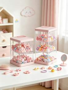 1pc Hair Accessory Storage Box, Desktop Organizer, Suitable For Room Decor, Bedroom Decor, Nursery Decor, Diaper Storage Basket, Bathroom Storage - Multicolor - View 7