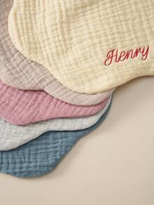 1 buah Celemek Bayi Bordir Nama Kustomisasi Personal, Kain Lap Bayi Lembut, Warna Polos, Dapat Digunakan Kembali, Handuk Air Liur Bayi, Aksesoris Bayi - MultiWarna - View 6