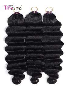 Tinashe Tóc nối móc Feather bằng tóc thật, sóng sâu lỏng, đã chia sẵn, tái sử dụng được, nút thắt Miracle, tóc tết phong cách Boho - SNatural - Xem 4