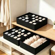 1pc Foldable Fabric Storage Box, Wardrobe Organizer For Underwear, Socks And Clothing, Multi-Purpose Home Office Dorm Travel Use, Keep Space Neat And Organized - Black - View 4