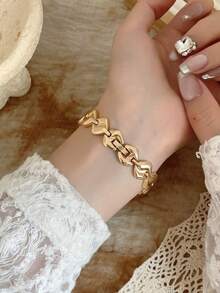 1件女性金色方形手鍊石英手錶，精緻小巧時尚，適合日常佩戴，生日/畢業禮物，休閒風格 - 金色 - 查看 5