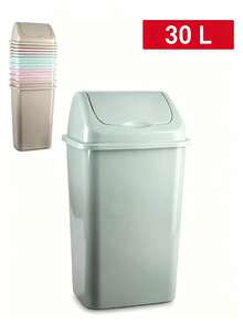1pc Swing Lid Plastic Trash Can, Sealed Flip Top Waste Bin, Large Capacity Odor Proof Rubbish Container For Bedroom Bathroom Kitchen Office Home Use - Random Color - View 2