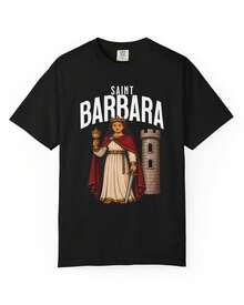 Saint Barbara Devout Saint T-Shirt, Beautiful Summer Tops, Unisex - 黑色 - 查看 6