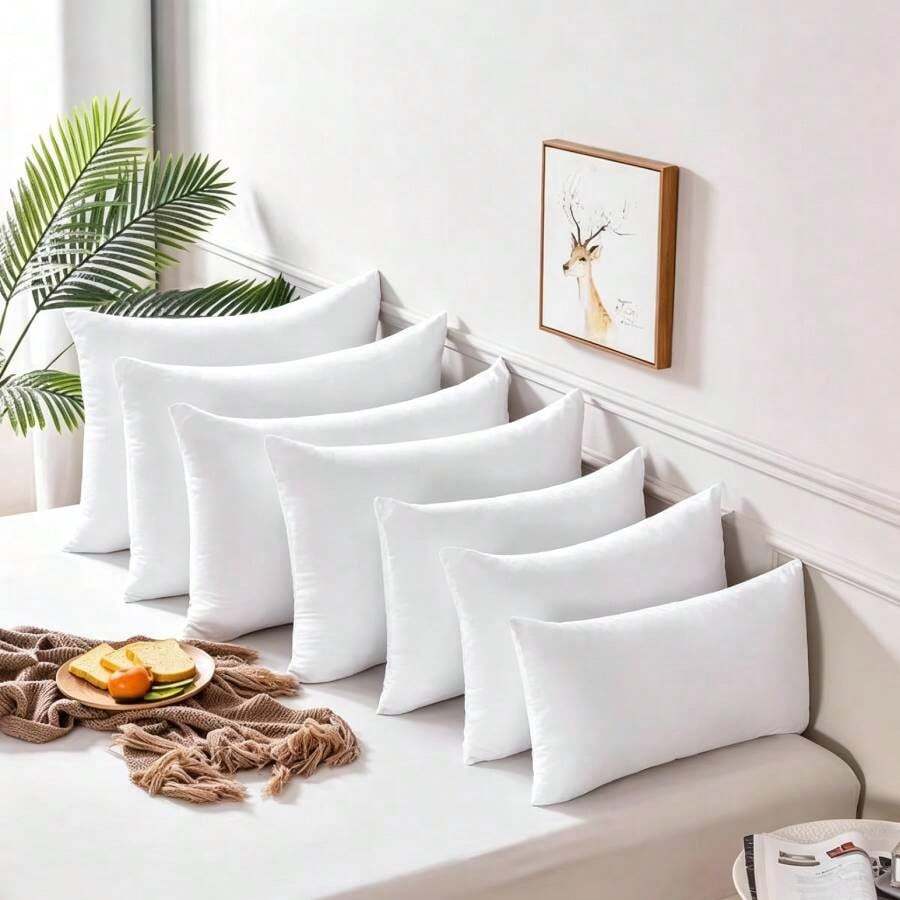 Núcleo de almohada de tela no tejida, relleno de algodón PP suave y de alta resistencia, disponible en varios tamaños, envío sellado al vacío, núcleo de almohada rectangular blanco. - Blanco - Ver 1