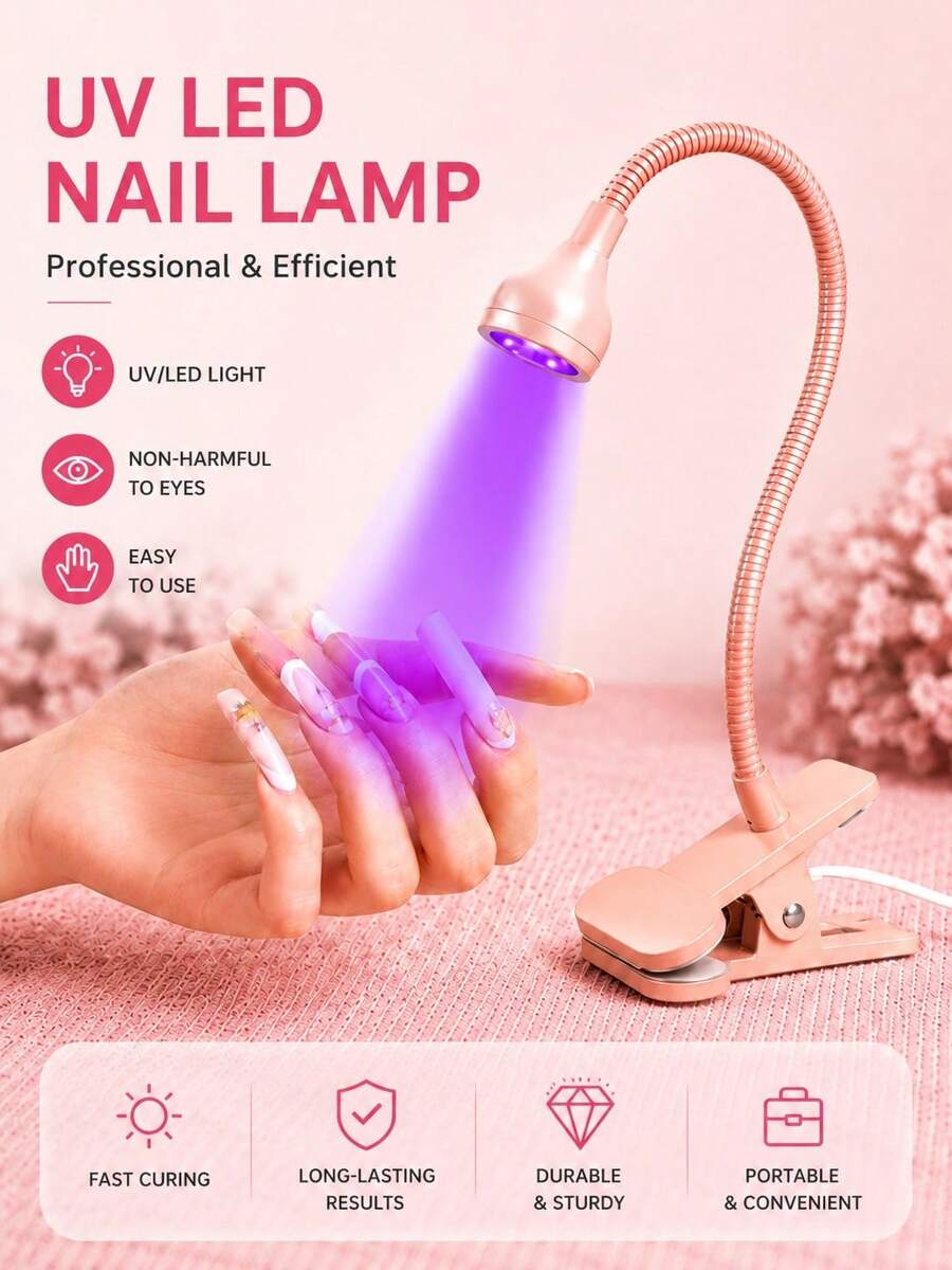 LED Gooseneck UV Nail Lamp, 3W Flexible Lamp Head, Anti-Discoloration Technology, 30s Fast Drying Gel Nail Polish, Plug And Play Portable Design, Suitable For Home DIY Nail Salon, Perfect Gift For Women, Christmas And Valentine's Day