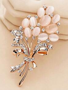 1pc Stone Flower Brooch_Clothing Accessory_Birthday Gift_Women's Brooch_Rhinestone Brooch_Jewelry Gift_Arrow Design - Multicolor - View 5