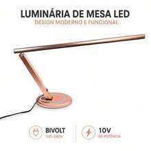 Luminária de Mesa LED – Design Moderno e Funcional - Branco - Visão 4