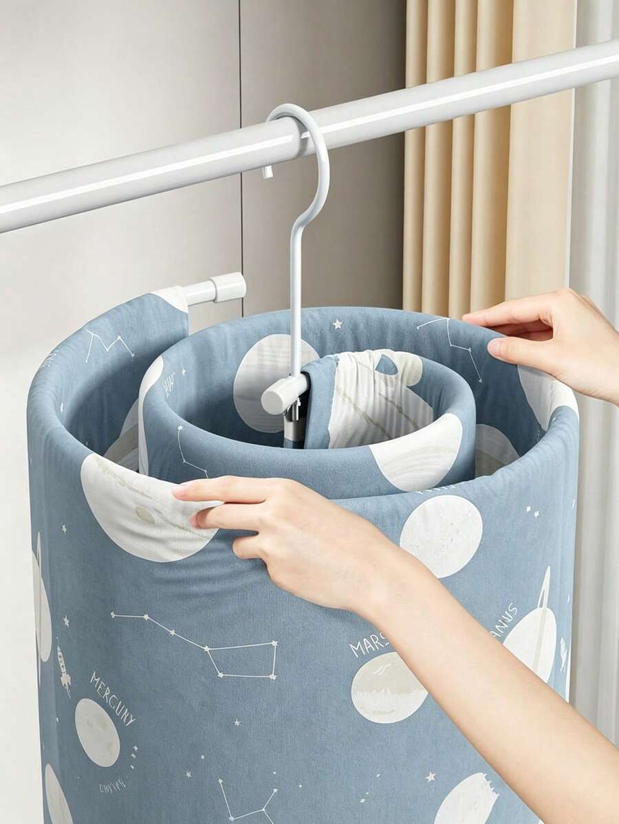 Spiral Bedding Drying Rack, Space Planet Print Foldable Bed Sheet & Blanket Hanging Rack, Heavy Duty Rotating Laundry Drying Rack, Suitable For Bed Sheets, Duvet Covers, Towels, Bedding, Balcony Indoor & Outdoor Clothes Drying - View 1