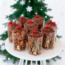 10/50/100pcs 100ml Straight Cylindrical Transparent Plastic Mousse Cups, Durable Clear Dessert Cups For Tiramisu, Pudding, Jelly, Cheesecake, Wedding Birthday Buffet Party Dessert Table - Transparent - View 12
