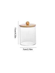 4pcs/Set 10oz Covered Dental Floss & Cotton Swab Storage Box, Transparent Bathroom Organizer For Cotton Swabs, Bath Salts, Also Suitable As Vanity Organizer - Multicolor - View 9