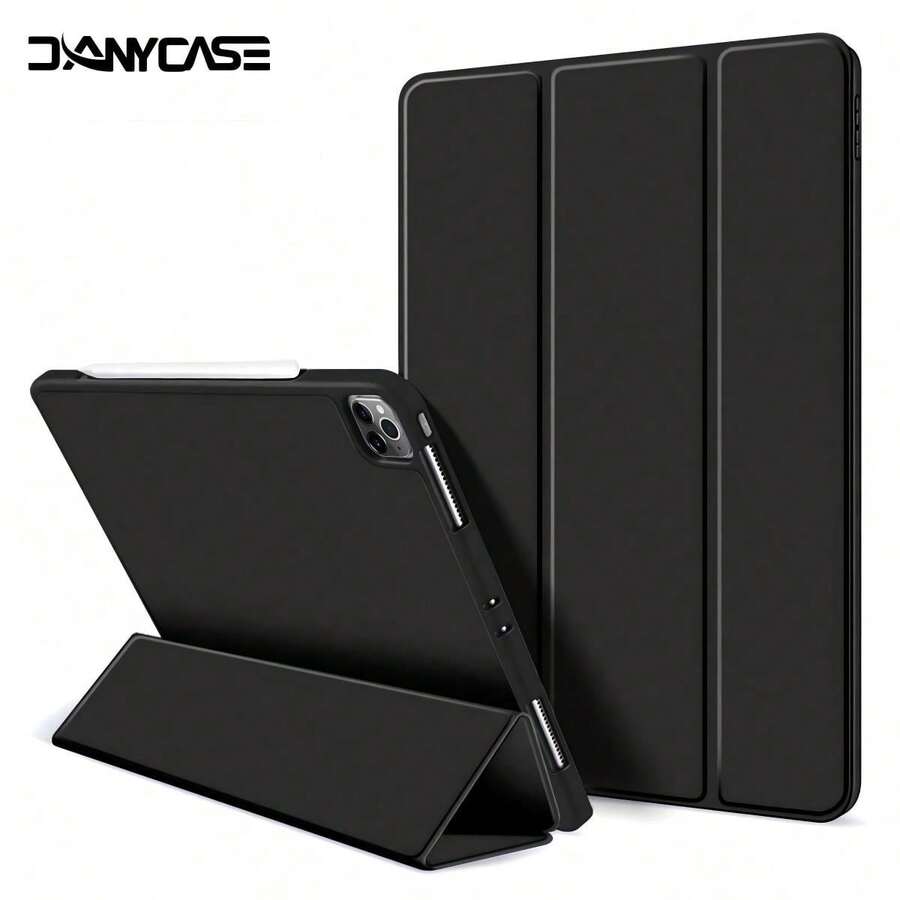 DANYCASE 带笔槽保护套,兼容 iPad A16 2025、Air 11/13 英寸、M2/M3、Pro 11/13 英寸、M4 2024、Air 5/4 10.9 英寸、Air 3 10.5 英寸、第九代/第八代/第七代 10.2 英寸、第五代/第六代 9.7 英寸、Mini 6 - 黑色 - 查看 1