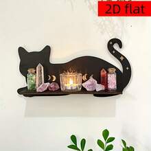 3pcs Wooden Black Cat Wall Shelf Set. Gothic Style Wall Hanging Storage Organizer - A - View 5