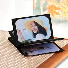 1 Set 6-Inch Photo Postcard Storage Album, Accordion-Style Foldable Photo Album, Card Folder Book Sleeve, Black & Brown - Multicolor - View 3