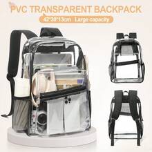 Heavy Duty Clear Backpack Stadium Approved | Waterproof See-Through PVC Clear Bag With Reinforced Shoulder Straps, Smooth Zippers And Multiple Pockets - Multicolor - View 20