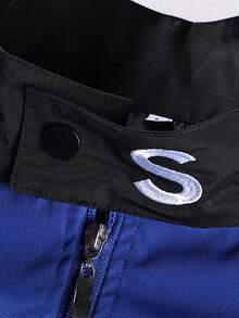 Men's Spring/Autumn Fashion Casual Letter Jacket With Color Block Patchwork Design - Blue - View 4