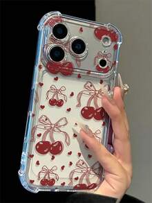 Casing Ponsel - Casing Ponsel Transparan ini memiliki desain layar penuh, dengan pola hati dan ceri. Casing ponsel ini kompatibel dengan Apple 18/18 Pro/18 Pro Max/17/17/17promax/11/12/13/14/15/16/17/Air/Pro/Pro Max/Plus. Memberikan perlindungan anti jatuh dan anti gores. - MultiWarna - View 1
