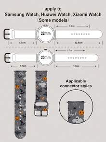 1pc Halloween Gray Background Little Ghost Soft Comfortable Wristband Replacement Silicone Watch Strap, Suitable Compatible With Samsung, , Honor Smartwatches, Suitable Compatible With Apple Watch 38mm 40mm 41mm 42mm 46mm 45mm 44mm 49mm Watch Band, Cute Fashionable Multi-Color Elastic Breathable Sports Watch Band, Unisex Holiday Gift Accessory Watch Band, Suitable Compatible With Apple Watch Ultra Series SE Series S12-S1 Watch Band - Multicolor - View 7