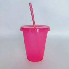 10/20pcs Colorful Glitter Sequin Cups With Straws And Lids, Reusable Water Cups, Iced Coffee To-Go Cups; Suitable For Birthday, Wedding, Bachelorette Party, Hawaiian Beach Pool Party And Family Gathering Adult Plastic Cups, 16oz (Vibrant Colors) - Color: Random - View 6