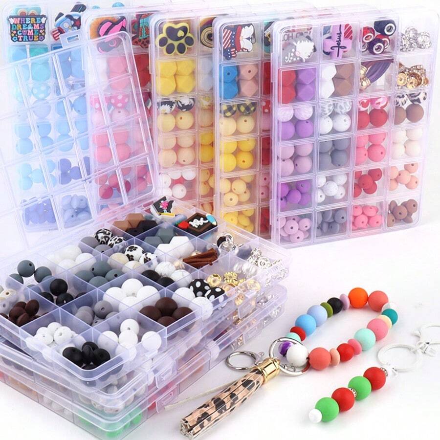 143pcs 12/14/15mm Silicone Beads For Keychain Making, Round Silicone ...