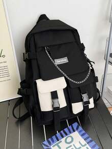 Ransel Perjalanan Kapasitas Besar Gaya Baru Multi-Kompartemen Ringan Tas Sekolah Perjalanan Bisnis Perjalanan Luar Ruangan Perjalanan Singkat Ransel Unisex - Hitam - View 3