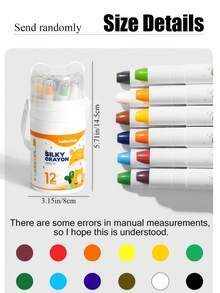 12pcs Multicolor Rotating Crayons Set, Washable Water-Soluble Rotating Crayons, Smooth Oil Pastels And Watercolor Crayons, Non-Staining, Fade-Resistant And Non-Bleeding, Perfect For Kindergarten And Elementary School Art Classes And Home Use - Multicolor - View 2