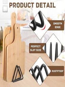 Cutting Board Storage Box, Triangular Cutting Board Rack, Black Metal Cutting Board Holder, Pot Lid Storage Rack, Suitable For Cabinet Countertop - Multicolor - View 9