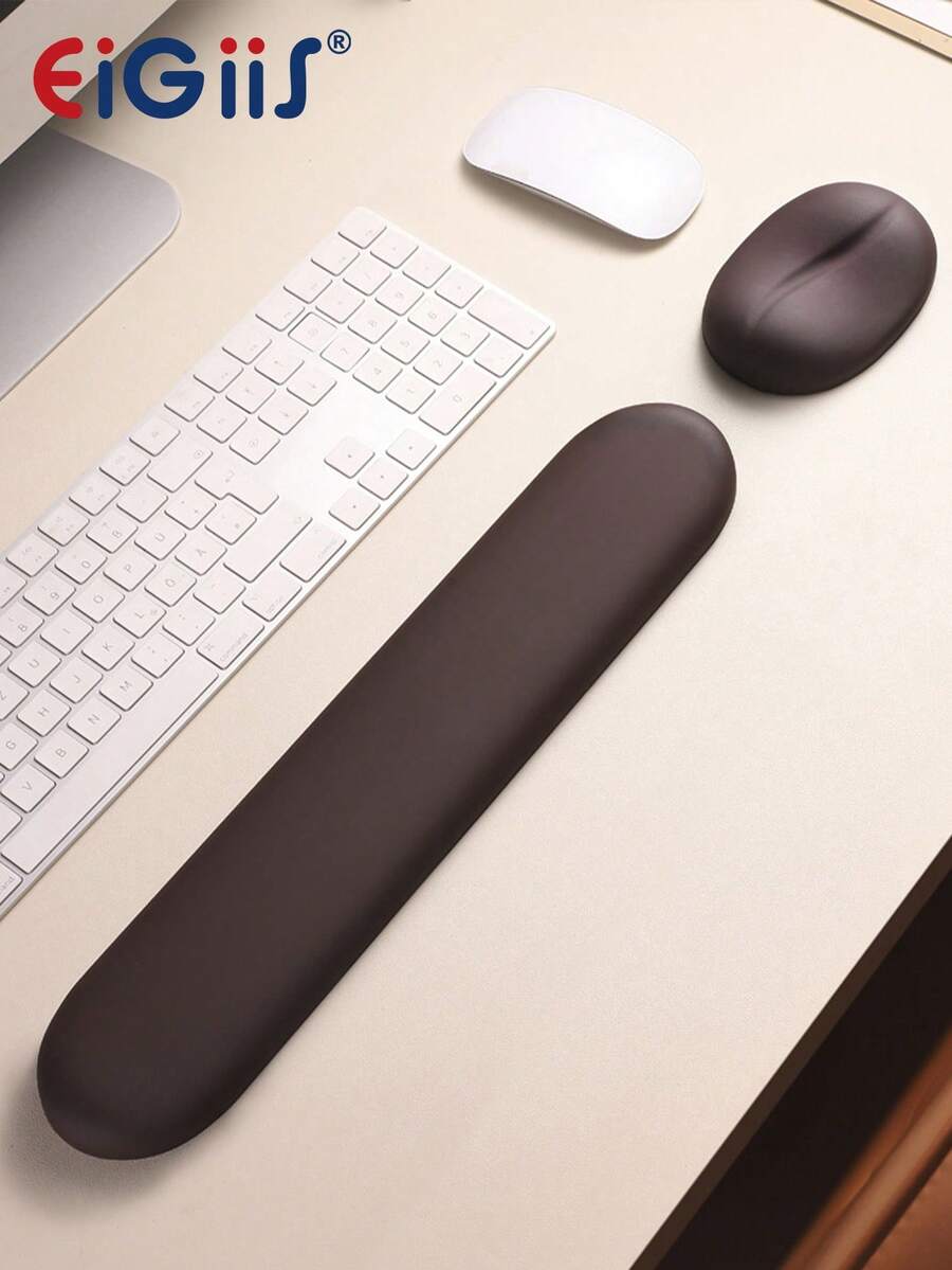 EIGIIS Soft Coffee Bean Shaped Wrist Rest, Comfortable Silicone Gel Ergonomic Pad, Cute Small Hand Pain Relief Support Cushion With Gel Filling, Suitable For Laptop, Computer, Office And Home - View 1